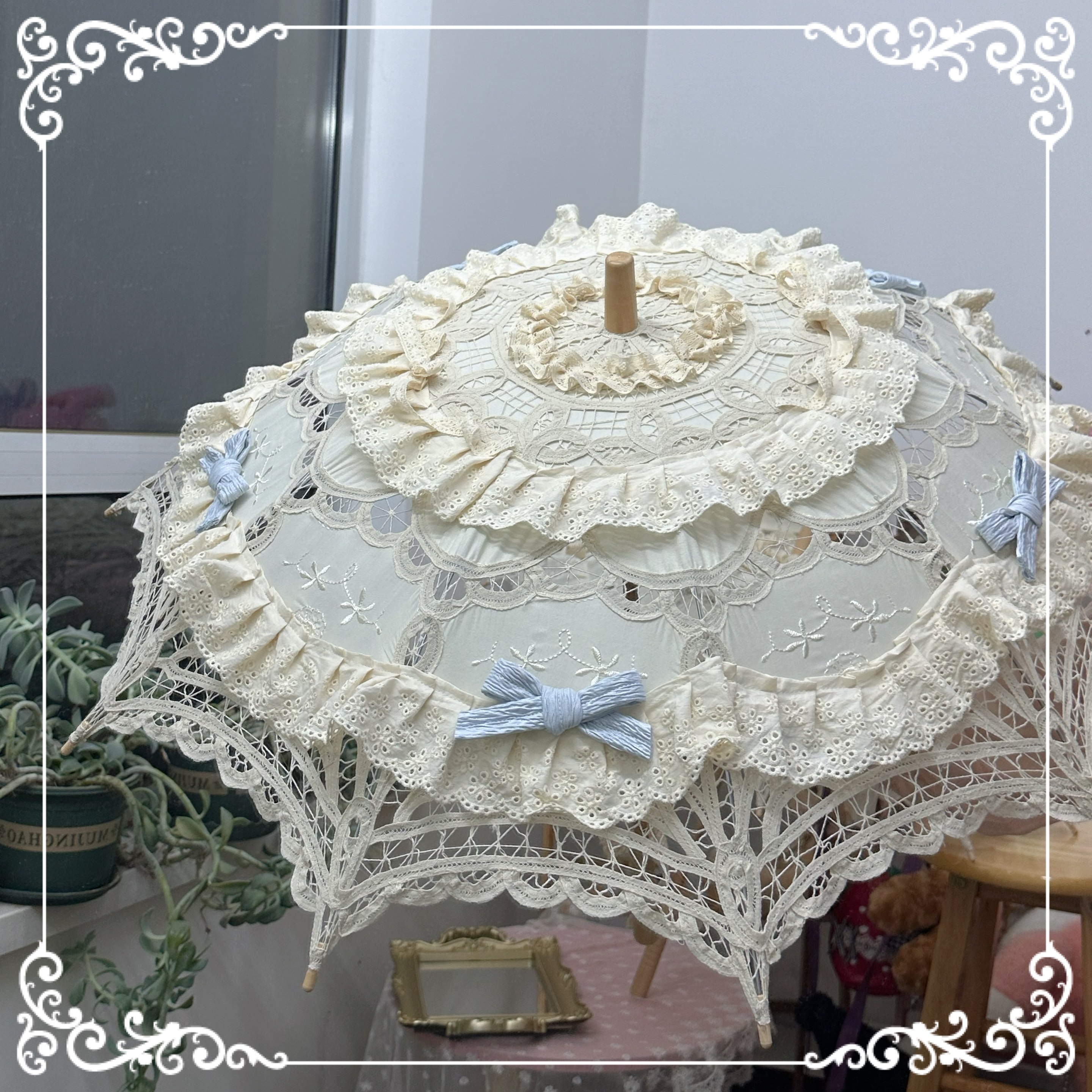 Original DIY Lolita-style umbrella, gorgeous lace handmade umbrella, Lolita-style cotton umbrella