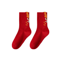 This Life Year Great Red Sox Children Dragon Mid-Year Socks 2024 New Spring Autumn Red Long Cylinders No Bones Socks Winter Cotton Socks