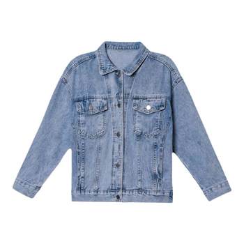 Denim Jacket ແມ່ຍິງຂະຫນາດໃຫຍ່ແບບເກົາຫຼີ Loose Casual Denim Jacket 2023 Spring and Autumn New Style Fat MM Long Sleeve Versatile Top