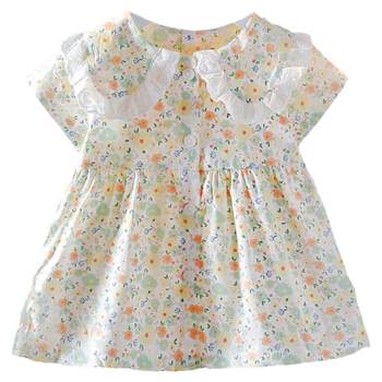 Girls floral princess dress summer doll collar dress