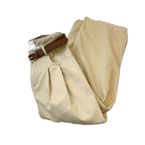 Khaki wide-leg jeans for women summer thin high-waisted loose drape trousers casual all-match pleated straight pants