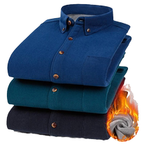 Winter corduroy thermal underwear mens long-sleeved shirts for young and middle-aged people casual velvet thickened shirts daddy tops