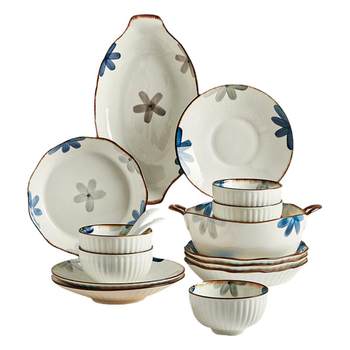 Underglaze ceramic tableware household dishes and plates set