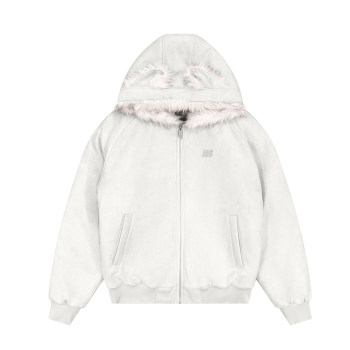 Fdr Autumn and Winter Thickened Cotton Jacket for Couples, Hooded Leopard Print Cotton Coat for Men, Faux Suede Fur Collar Padded Jacket for Women