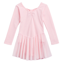 Dance clothing for children and girls practice clothing long-sleeved spring tutu skirt toddler Chinese dance body suit dance clothing