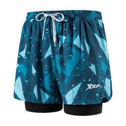 Xtep swim trunks ຜູ້ຊາຍຕ້ານການອິດເມື່ອຍ double-layer boxer swim trunks men's swimsuit 2024 new swim equipment men's complete set