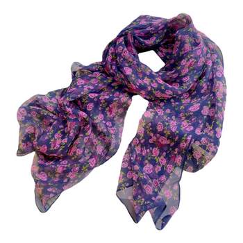 Bi'an chu spring and autumn floral women's georgette silk scarf