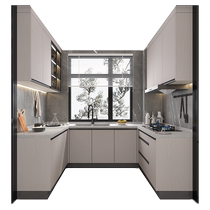 Gold Medal Kitchen Cabinet Integral Cabinet Customized Home Kitchen Kitchen Cabinet Decoration Quartz Stone Countertop Economical Stove Cabinet