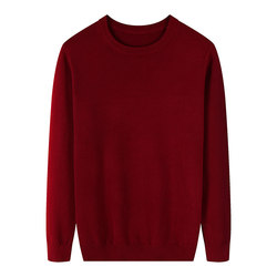 Autumn and winter cashmere sweater men's round neck warm loose solid color pullover sweater men's sweater bottoming thickened top