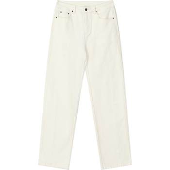Fairy's Pocket High Waist Straight Pencil Pants Women's 2023 Winter New White Loose Slimming Velvet Casual Pants