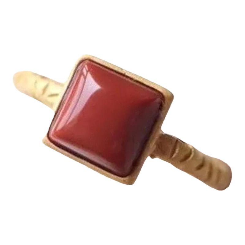 S925 inlaid imitation southern red agate ring retro