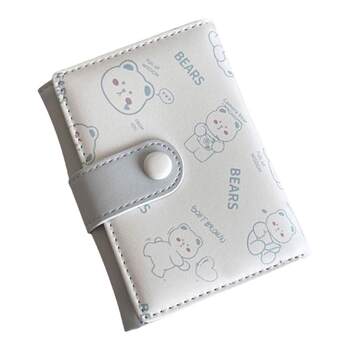 Cute little bear wallet women korean style fresh ins style printed three-fold short wallet card bag student coin wallet