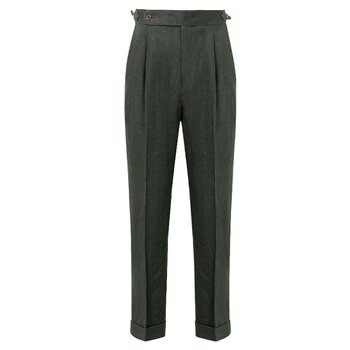 100% french linen straight-leg trousers