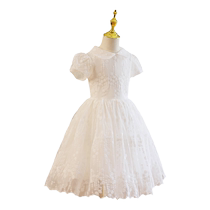 Childrens dress white flower girl birthday princess tutu skirt fashionable little girl competition show host