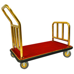 ໂຮງແຮມກະຕ່າລົດເຂັນ lobby concierge car luggage cart stainless steel flat trailer silent big wheel titanium trolley