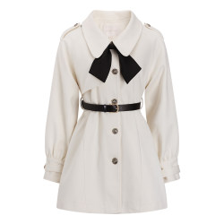 Q Lady Hepburn girl/wool cloak windbreaker coat women's early spring wear small white woolen coat 2024