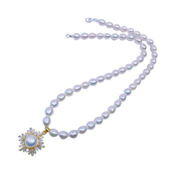 Dai domei 925 silver buckle freshwater pearl rice shape