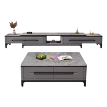 Diyi impression slate coffee table retractable TV cabinet combination modern minimalist living room household solid wood floor cabinet