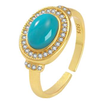 Longfeng lvsongxuan s925 silver plated 18k gold ring
