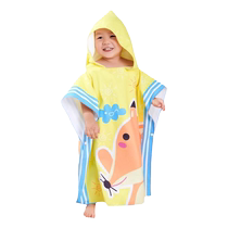 The Jing Kiri Bamboo Fiber Tandem Hat Children Bathrobe cartoon can be worn with swimming beach bath towels Cloak Bathrobe Quick Dry Sleeping Robe