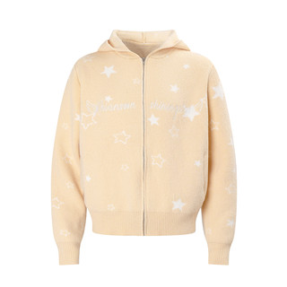 Embroidered logo star pattern zipper sweater jacket