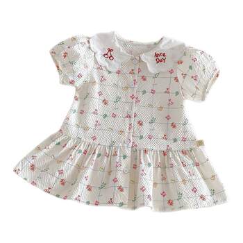 ເດັກຍິງ ragola dress doll summer collar cherry ຈົດຫມາຍ princess dress ເດັກນ້ອຍ summer ຫວານ dress ພິມເຕັມ