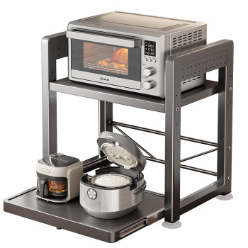 Pullable microwave oven storage rack