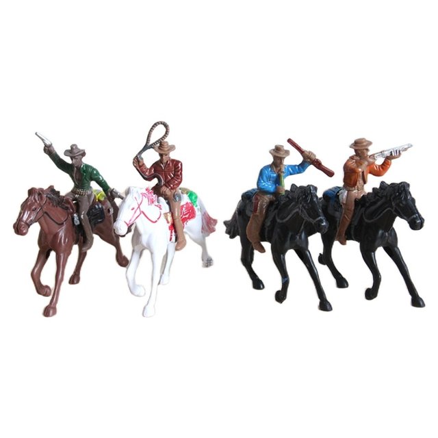 Western denim model plastic Indian riding doll scene props children toys boy gift ornaments