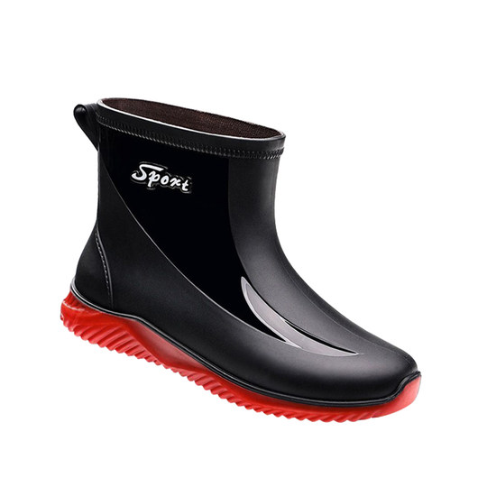 短筒水鞋男款防滑耐磨外卖骑手胶鞋钓鱼中筒加绒防水雨靴男士雨鞋