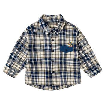 Dudu boys plaid shirt autumn children's shirt