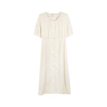 French retro round neck high-end waist-hugging dress