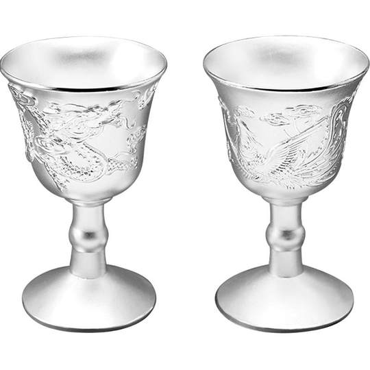 Copa de boda de dragón y fénix de plata de ley S999