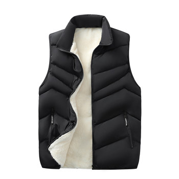 Autumn and Winter down Cotton Vest for Middle-Aged and Elderly Men, Fleece-Lined, Thickened, Large Size, Short Korean Style Warm Vest