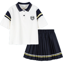Balabala new summer suit for girls two-piece set for older children in summer clothes childrens badge embellishment college