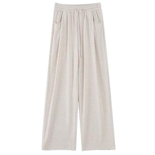 燕麦白色糯米裤女春秋2025新款直筒垂感慵懒秋冬加绒宽松阔腿裤子