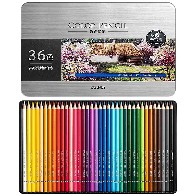 原色版　国宝全集 得力72色水溶彩铅小学生专用彩色铅笔美术生手绘绘画套装油性彩铅儿童初