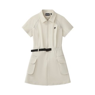 FILA FUSION斐乐潮牌女子梭织连衣裙2025秋季新款凉感宽松工装裙