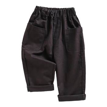 Girls' trousers, woven casual pants, stylish pocket children's pants