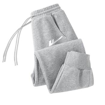 Pull back gray velvet sports pants for women in autumn and winter