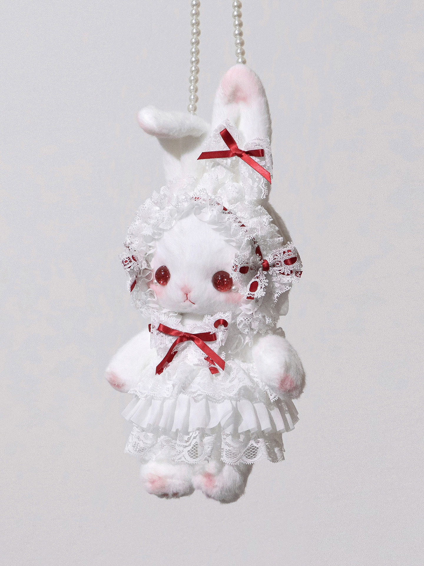 Bear Beast Planet Stand-up Ear Doll Rabbit Bag Red Lolita Handmade Rabbit Bag Crossbody Handbag Shoulder Bag with Bow