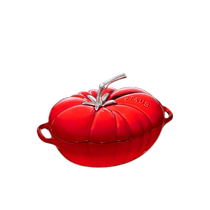 (Autonome) staub émail art 25 cm émail en forme de pot tomate ragoût pot ragoût pot non enduit en fonte pot