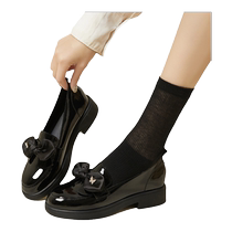 Zhuoshini black loafers for women 2024 new summer slip-on womens shoes British style bow shallow mouth shoes