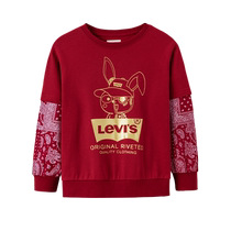 (Self-operated) Levis Levis childrens clothing spring new red festive New Years clothing round neck long-sleeved sweatshirt trendy