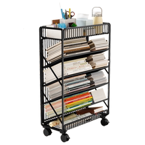Movable bookshelf with wheels learning desk side storage classroom desk student books small storage rack floor-standing
