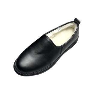 纯羊毛真皮中年老人爸爸棉鞋男款老北京皮毛一体冬季保暖加绒皮鞋