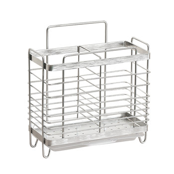 Wall-mounted stainless steel chopstick cage three-compartment drain rack