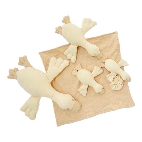 Colored cotton baby comfort toy soothing towel rattle white goose