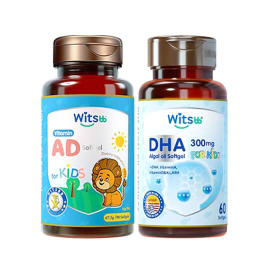 witsbb健敏思多效藻油dha敏宝专研非鱼油+婴幼儿维生素ad组合装