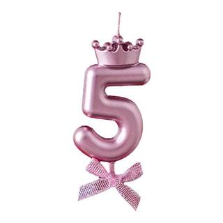 Colorful Crown Bow Numbers Candle Cake Decoration