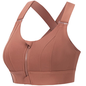 Lelian front zipper large size sport bra for fat mm women high strength shockproof vest running big breast display Fitness bra